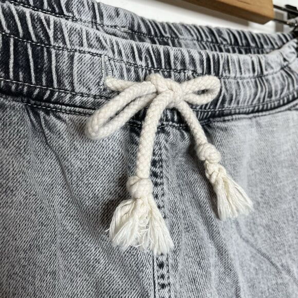 Pilcro Drawstring Acid Wash Denim Jeans Black Gray Womens Size XS High Rise - Picture 3 of 8